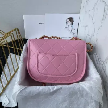 Chanel Messenger Bag telecí kůže a zlatý kov AS4845 růžová jehněčí kůže
