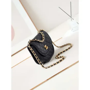 Chanel Messenger Bag telecí kůže a zlatý kov AS4845 černá jehněčí kůže