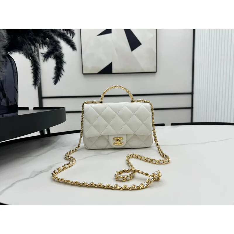 Chanel AS4848 Mini Flap taška s horním uchem Bílá