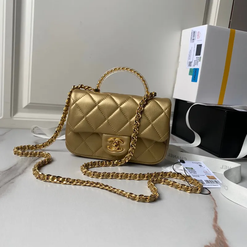Chanel AS4847 Mini Flap taška s horním uchem Zlatá