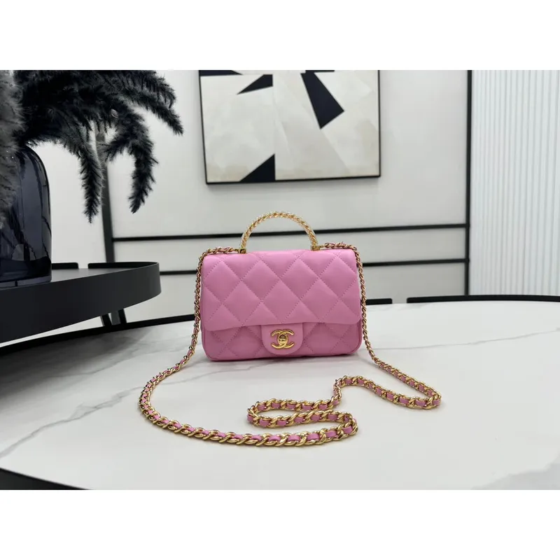 Chanel AS4848 Mini Flap taška s horním uchem Rose Red