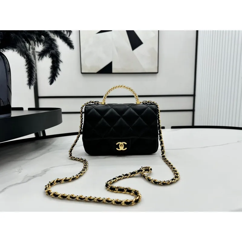 Chanel AS4848 Mini Flap taška s horním uchem Černá