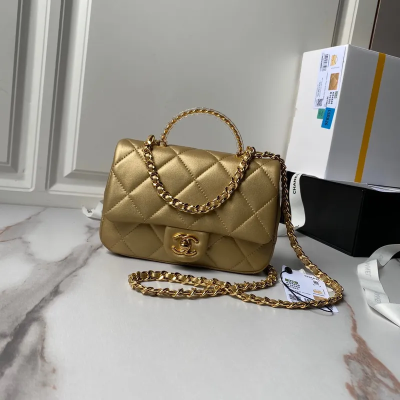 Chanel AS4848 Mini Flap taška s horním uchem Zlatá