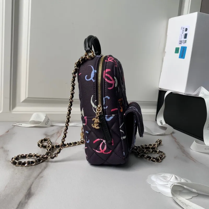 Chanel Ap3753 CLASSIC MINI Potiskovaná látka a zlatý kov Černá a vícebarevná
