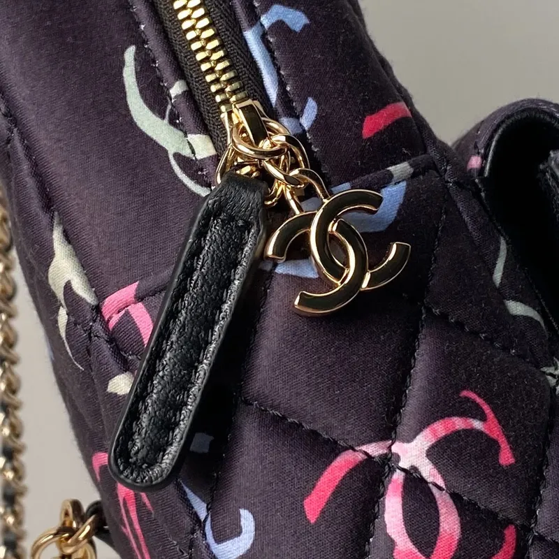 Chanel Ap3753 CLASSIC MINI Potiskovaná látka a zlatý kov Černá a vícebarevná