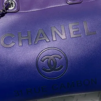 Chanel AS3351 Nákupní taška Stínovaná telecí kůže a stříbrný kov Fialová, modrá a tmavě modrá