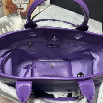 Chanel AS3351 Nákupní taška Stínovaná telecí kůže a stříbrný kov Fialová, modrá a tmavě modrá