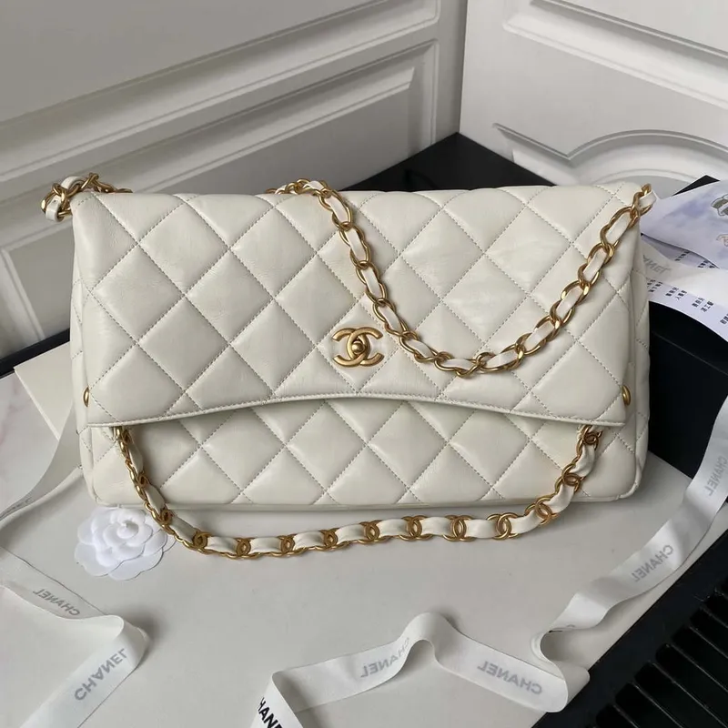 Chanel AS4777 24P Nová taška Hobo z bílé jehněčí kůže