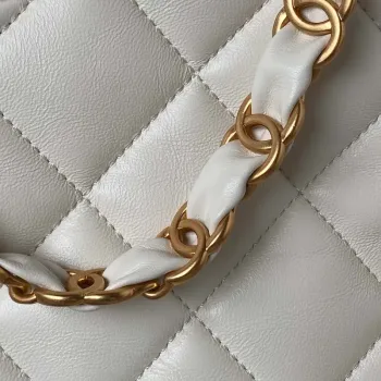 Chanel AS4754 24P Nová taška Hobo z bílé jehněčí kůže