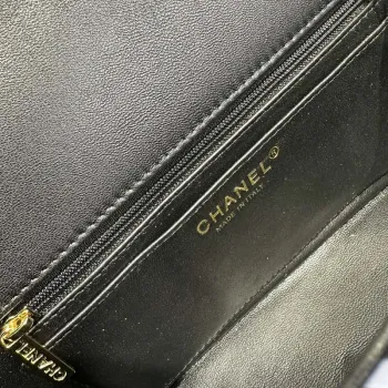 Chanel AS1116 Potiskovaná látka a zlatý kov Černá a vícebarevná