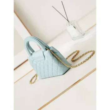 Chanel AS4416 Mini  Nákupní taška lesklá stárnutá telecí kůže zlatý kov Lake Blue