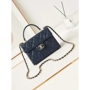 Chanel AS4711  Kelly Bag telecí kůže zlatý kov tmavě modrá