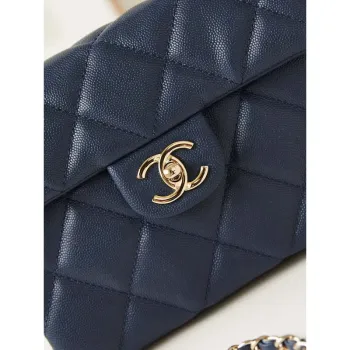 Chanel AS4711  Kelly Bag telecí kůže zlatý kov tmavě modrá