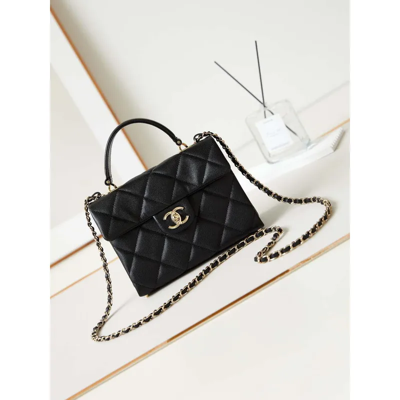 Chanel AS4711  Kelly Bag telecí kůže zlatý kov černá