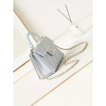 Chanel AS4711  Kelly Bag telecí kůže zlatý kov světle modrá