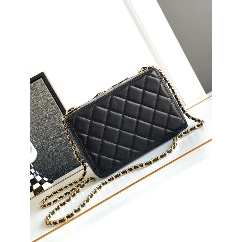 Chanel AS4817 Pouzdro na fotoaparát Černá taška z jehněčí kůže