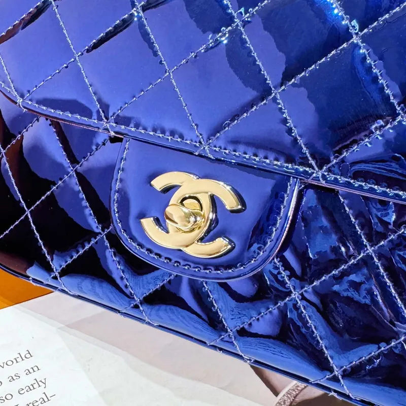 Chanel AS4646 MINI FLAP BAG & STAR COIN PURSE Zrcadlová telecí kůže  Metalická telecí kůže a zlatý kov Tmavě fialová