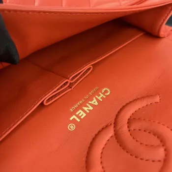 Chanel A01117 Kabelka s klopou Klasická taška Oranžová jehněčí kůže