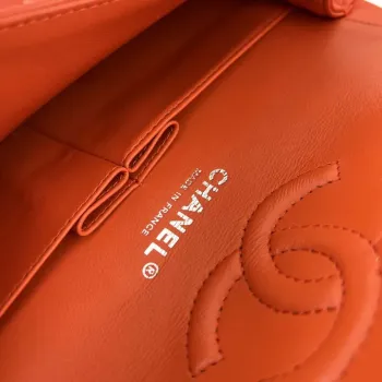 Chanel A01117 Kabelka s klopou Klasická taška Oranžová jehněčí kůže