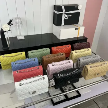 Chanel A01117 Kabelka s klopou Klasická taška Oranžová jehněčí kůže