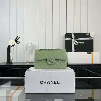 Chanel A01117 Kabelka s klopou Klasická taška Zelená jehněčí kůže