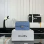 Chanel A01117 Kabelka s klopou Klasická taška Modrá jehněčí kůže