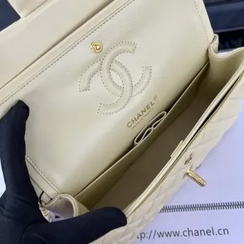 Chanel A01117 Kabelka s klopou Klasická taška Světle žlutá jehněčí kůže