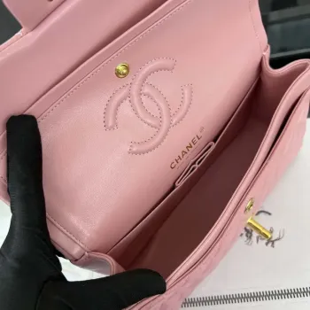 Chanel A01117 Kabelka s klopou Classic Bag Pink Lambskin