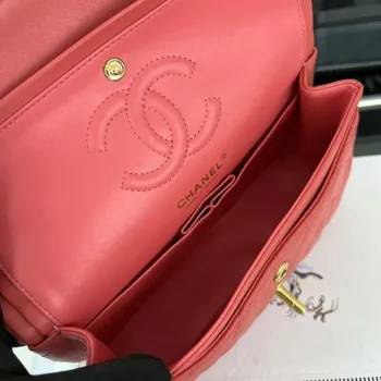 Chanel A01117 Kabelka s klopou Klasická taška Červená jehněčí kůže