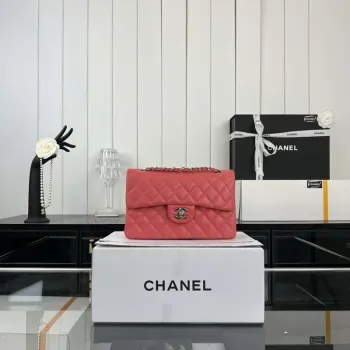 Chanel A01117 Kabelka s klopou Klasická taška Červená jehněčí kůže