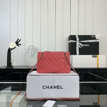 Chanel A01117 Kabelka s klopou Klasická taška Červená jehněčí kůže