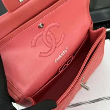 Chanel A01117 Kabelka s klopou Klasická taška Červená jehněčí kůže