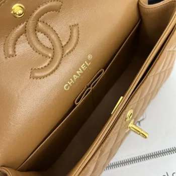 Chanel A01117 Kabelka s klopou Klasická taška Hnědá jehněčí kůže