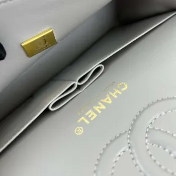 Chanel A01117 Kabelka s klopou Klasická taška Šedá jehněčí kůže