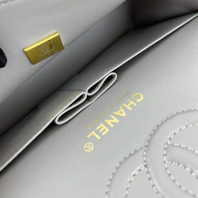 Chanel A01117 Kabelka s klopou Klasická taška Šedá jehněčí kůže