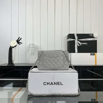 Chanel A01117 Kabelka s klopou Klasická taška Šedá jehněčí kůže