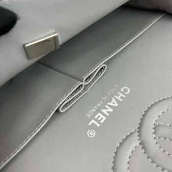 Chanel A01117 Kabelka s klopou Klasická taška Šedá jehněčí kůže