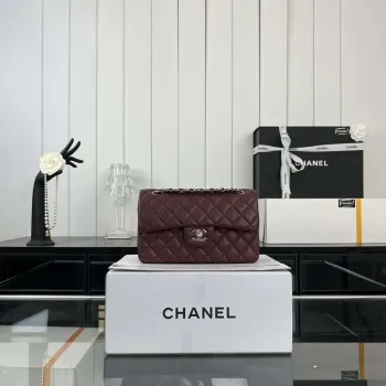Chanel A01117 Kabelka s klopou Klasická taška Vínově červená jehněčí kůže