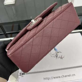 Chanel A01117 Kabelka s klopou Klasická taška Vínově červená jehněčí kůže