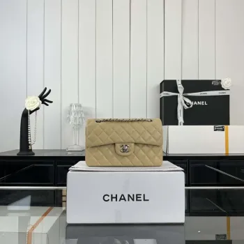Chanel A01117 Kabelka s klopou Klasická taška Meruňková jehněčí kůže