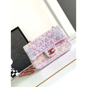 Chanel AS1116 24C Mini Flap Bag 20 cm A69900 Tweed bílá a červená