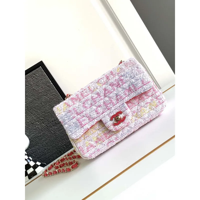 Chanel AS1116 24C Mini Flap Bag 20 cm A69900 Tweed bílá a červená