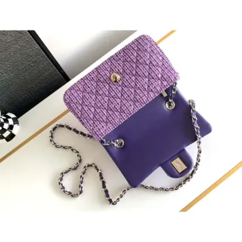Chanel AS1116 24C Mini Flap Bag 20 cm A69900 Tweed Purple