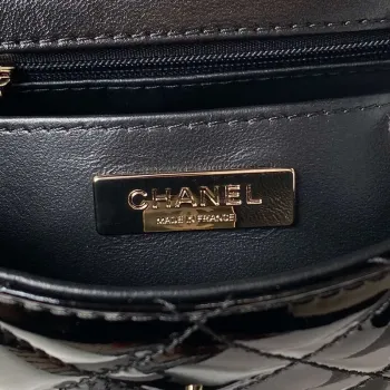 Chanel AS4648 Kabelka s klopou a peněženka STAR COIN PURSE Zrcadlová telecí kůže Metalická telecí kůže a zlatý kov Černá
