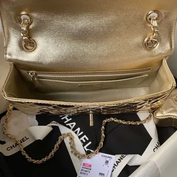 Chanel AS4648 Kabelka s klopou a peněženka STAR COIN PURSE Zrcadlová telecí kůže Metalická telecí kůže a zlatý kov Zlato