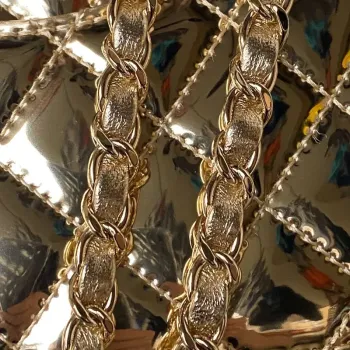 Chanel AS4648 Kabelka s klopou a peněženka STAR COIN PURSE Zrcadlová telecí kůže Metalická telecí kůže a zlatý kov Zlato