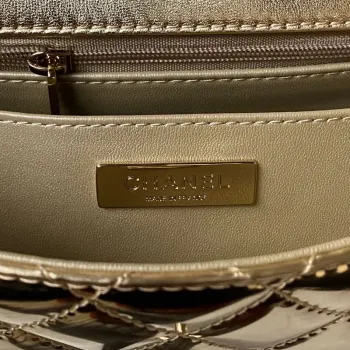 Chanel AS4648 Kabelka s klopou a peněženka STAR COIN PURSE Zrcadlová telecí kůže Metalická telecí kůže a zlatý kov Zlato