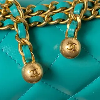 Chanel AS2615 Woc Peněženka na řetízku se zlatým přívěskem Mini Vintage taška z telecí kůže