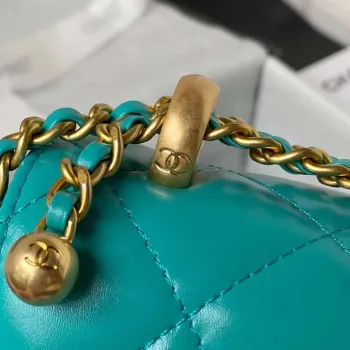 Chanel AS2615 Woc Peněženka na řetízku se zlatým přívěskem Mini Vintage taška z telecí kůže