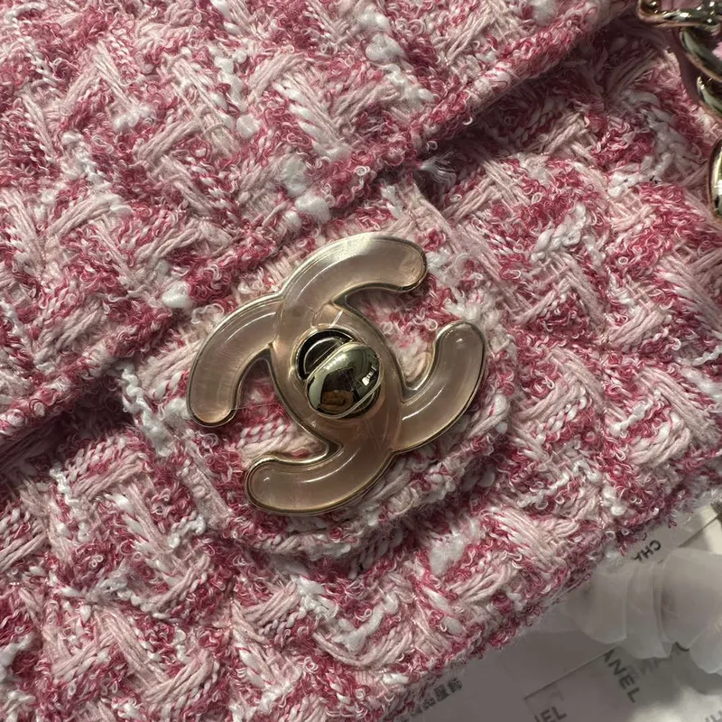 Chanel AS3782 MINI Flap Bag 23P vlněná smaltovaná zlatá kovová růžová 16 cm